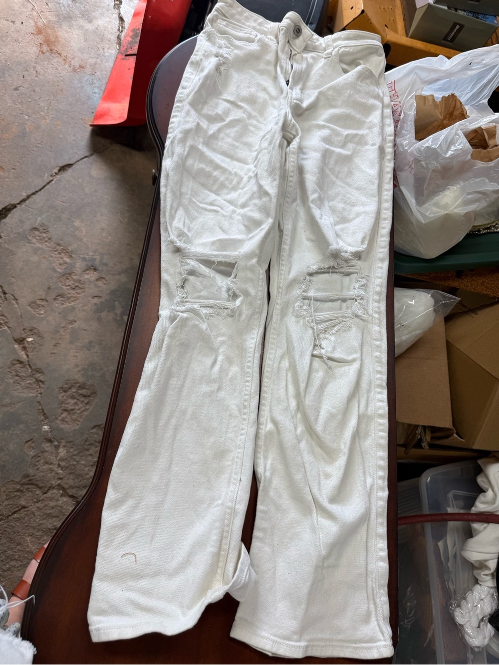 Hollister White Distressed Flare Jeans